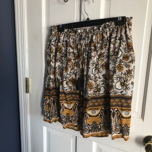 Drawstring waist patterned summer skirt